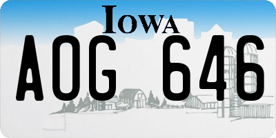 IA license plate AOG646