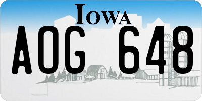 IA license plate AOG648