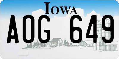 IA license plate AOG649