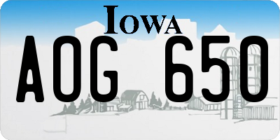IA license plate AOG650