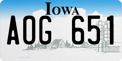 IA license plate AOG651