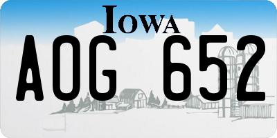 IA license plate AOG652