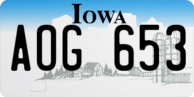 IA license plate AOG653