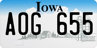 IA license plate AOG655