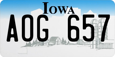 IA license plate AOG657