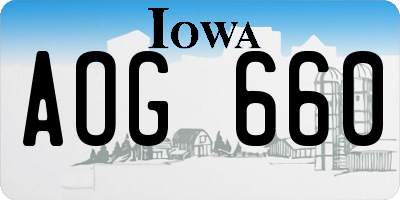 IA license plate AOG660