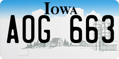 IA license plate AOG663