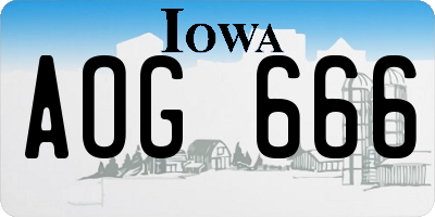 IA license plate AOG666