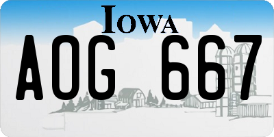 IA license plate AOG667