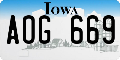 IA license plate AOG669