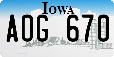 IA license plate AOG670