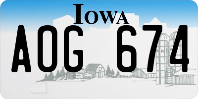 IA license plate AOG674