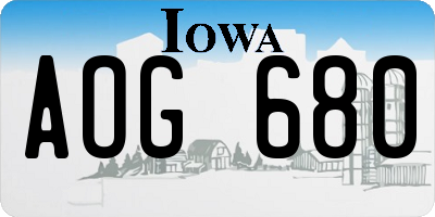IA license plate AOG680