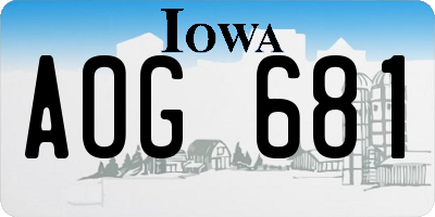 IA license plate AOG681