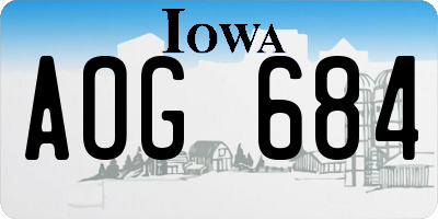 IA license plate AOG684