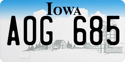 IA license plate AOG685