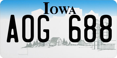 IA license plate AOG688