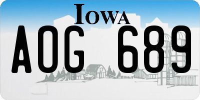 IA license plate AOG689