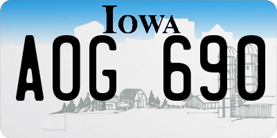 IA license plate AOG690