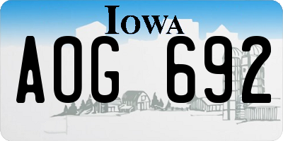 IA license plate AOG692