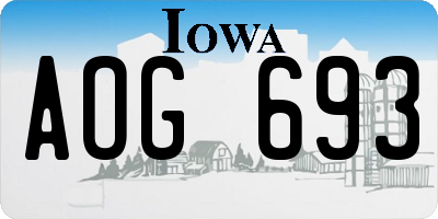 IA license plate AOG693