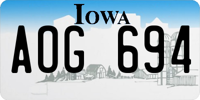 IA license plate AOG694