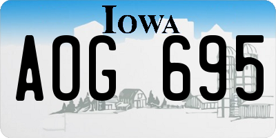 IA license plate AOG695