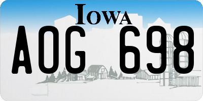 IA license plate AOG698