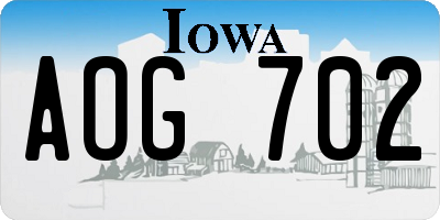 IA license plate AOG702