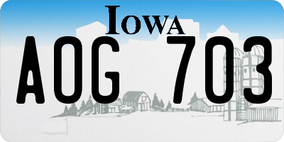 IA license plate AOG703