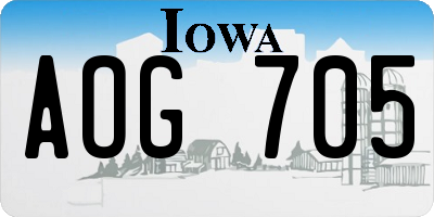 IA license plate AOG705
