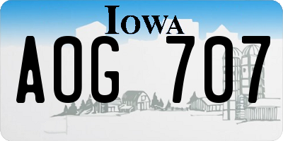 IA license plate AOG707