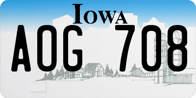 IA license plate AOG708