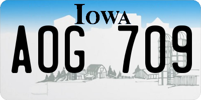 IA license plate AOG709