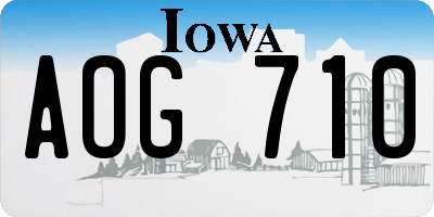 IA license plate AOG710