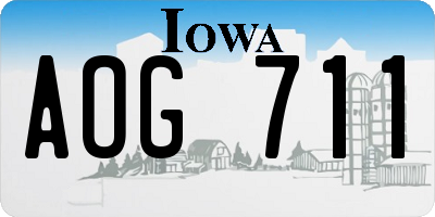 IA license plate AOG711