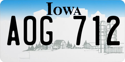 IA license plate AOG712