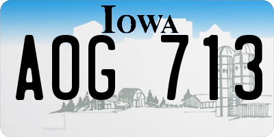 IA license plate AOG713