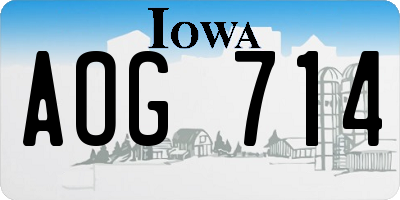 IA license plate AOG714