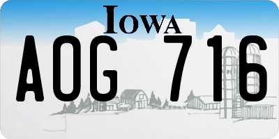 IA license plate AOG716