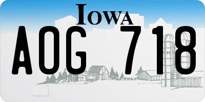 IA license plate AOG718