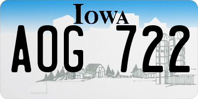IA license plate AOG722