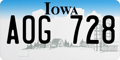 IA license plate AOG728
