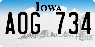 IA license plate AOG734