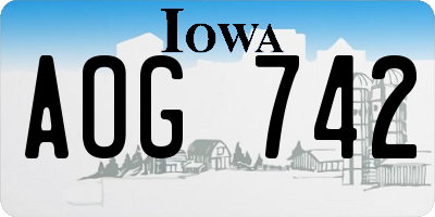 IA license plate AOG742