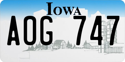 IA license plate AOG747