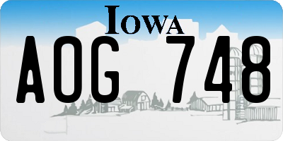 IA license plate AOG748