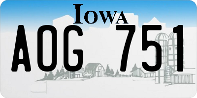 IA license plate AOG751