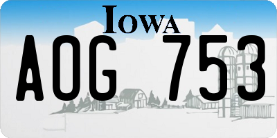 IA license plate AOG753