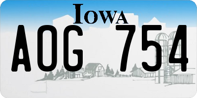 IA license plate AOG754